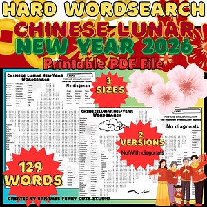 Chinese Lunar New Year 2026 Hard Word Search Printable, 129 Words, Year of the Horse Activity, Big Classroom Poster, Lunar New Year Puzzle - Etsy