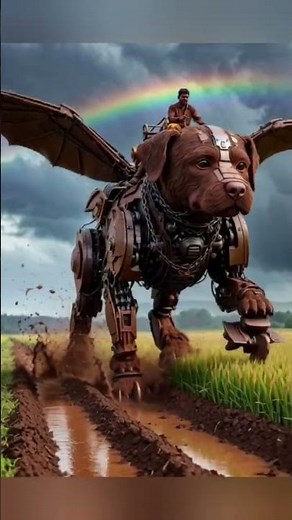 Mechanical Tractor Puppy 🤖🐶 | AI Robot Dog Farming 😱 #shorts #trending #viral #ai #usa
