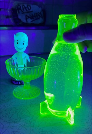 Custom Uranium glass rocket bottle - Vault Boy approves! #fallout #mrsfallout #fallouttok