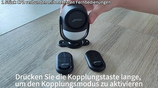 CPVAN PIR Bewegungsmelder Alarm, Bewegungssensor mit Fernbedienung, 125 dB, Anti-Diebstahl Alarmanlage für Haus, Wohnmobil, Wohnung, Auto, Garage, Büro, Geschäfte. Modell: CP2-Pro, Weiß