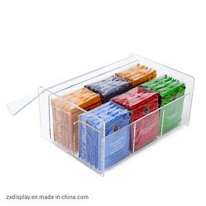 [Hot Item] Clear 6 Compartment Acrylic Tea Bag Box Coffee Storage Box