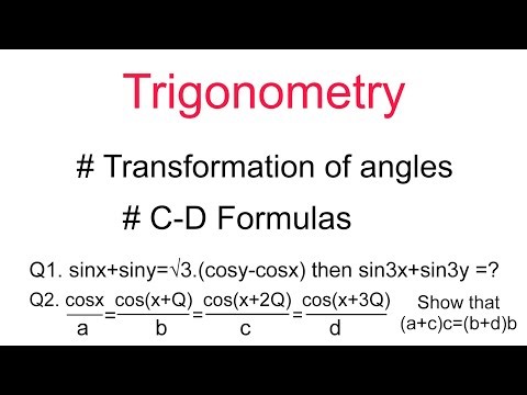 Transformation of angles | C-D Formula | Trigonometry (part-1)