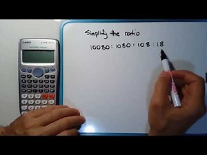 How to simplify 4-term ratio 10080:1080:108:18 using GCD or HCF function on Casio calculator