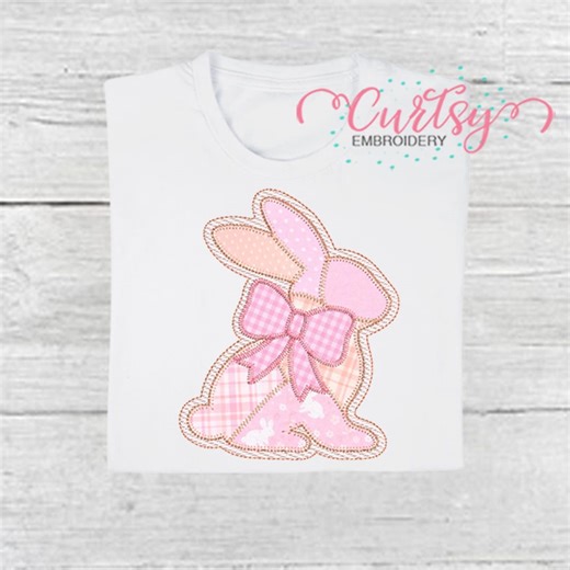 Patchwork Girl Bunny Appliqué Embroidery File – Bow Easter Bunny Blanket Stitch Machine Embroidery Design - Etsy