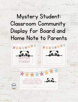 Mystery Student Behavior Management Display Including Parent Note for Home