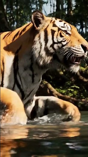 Sumatran Tiger Crosses the River 🐅🌊