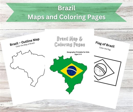 Brazil Coloring Pages for Kids | Brazil Geography Worksheets | South America Country Study Printable - Etsy