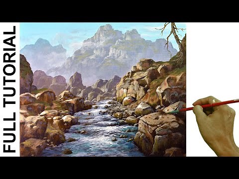 Acrylic Landscape Painting TUTORIAL / Rocky River / JMLisondra