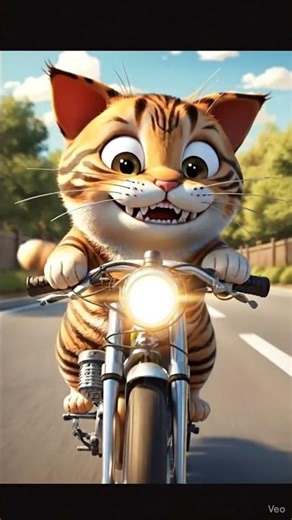 cute cat 😺😺 driving a bike 🚲 #cats #funny #cat #cutecat #kitten #cartoon #funny #viral #shorts