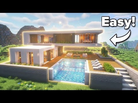 Minecraft: How to Build a Modern House with Pool | EASY Tutorial🏠