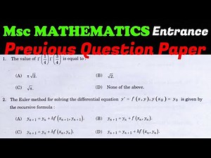 Msc Maths Entrance Exam Previous Question Paper | Mathematics | Calicut University | Entrance