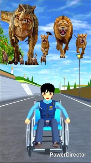 police officer chased by group of dinosaurs and lion's🦖🦕🐾🦍🦬#filmkartunterbaru#sakuraschoolsimulator