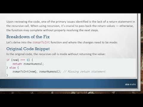 Solving the Integer to Roman Numeral Recursion Dilemma