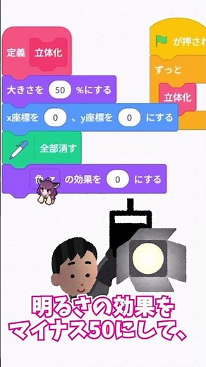【scratch】立体を簡単に作る方法#scratch #スクラッチ#立体#やり方 #shorts