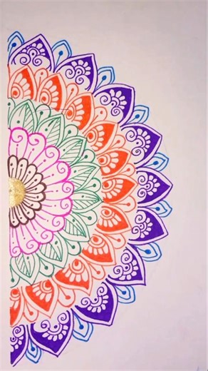 ||🦋😍HALF MANDALA ART TUTORIAL 🦋😍|| #art #mandaladrawing #mandaladesign #mandalaart