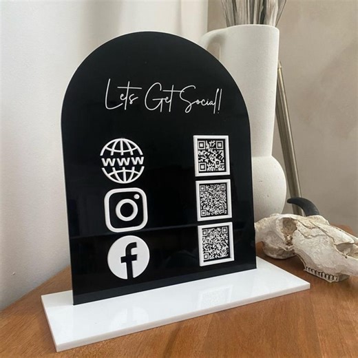 Custom Acrylic Social Media Sign, Acrylic QR Code Sign, Lets Connect QR Code, Scan to Pay Payment Sign - Etsy