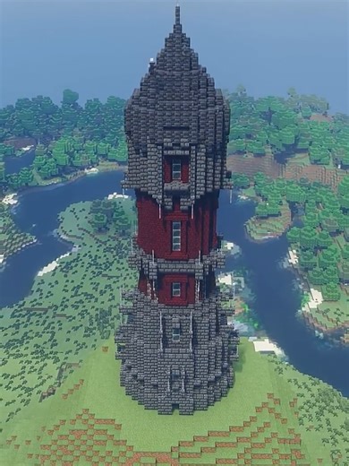 Deepslate & Red Nether Brick Tower Timelapse #minecraft #minecraftbuilds #timelapse #gothic