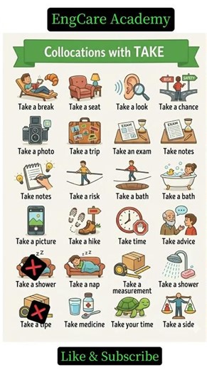 🔥 Stop Saying Wrong English! Learn 24 Powerful “TAKE” Collocations