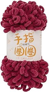 Chunky Chenille Yarn Soft Loop Yarn Finger Looping Yarn for Hand Knitting Baby Blanket (Wine)