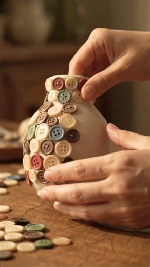 Old Buttons to Luxury Vase ✨ | Amazing DIY Craft Transformation #Shorts #luxury #flowervase