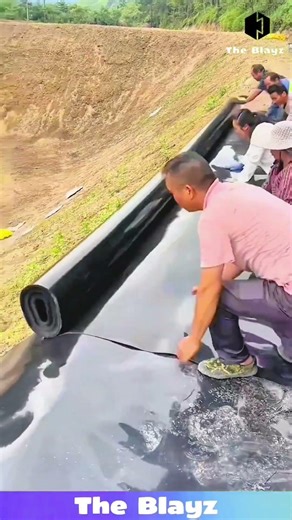 Installing Plastic Poly Sheet to Retain Water in a Large Pond | Smart Pond Lining Method