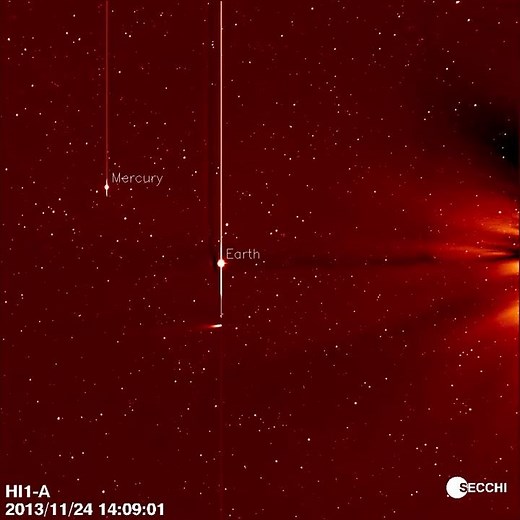 Comet ISON approaches the Sun as seen by STEREO Ahead