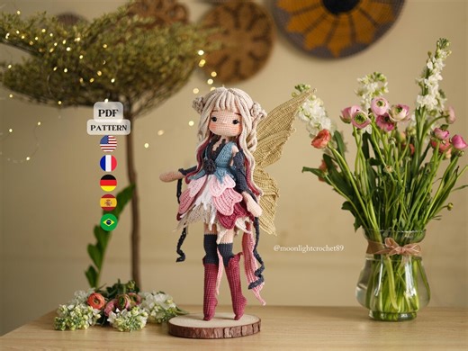 Flower Fairy Crochet Doll PDF Pattern – Floria Amigurumi Doll, 5 Languages (en, Fr, De, Es, Pt) - Etsy