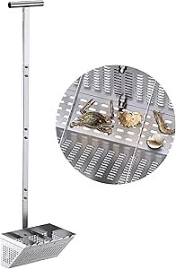 Sand Rake 47.5", Sand Rake for Beach, 11.2" Wide Trapezoidal Basket with 2 Supporting Stems& Teeth,Detachable Long Ergonomic T Handle, Stainless Steel