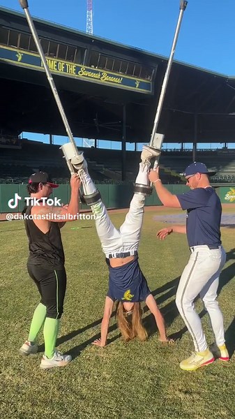 By far the hardest thing ive ever done on the stilts #bananas #wow #baseball #woah #fyp #fypシ