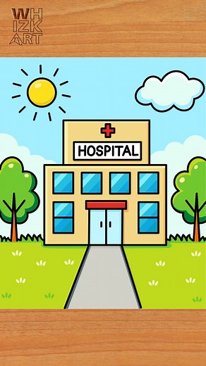 Turn simple shapes into a hospital building! Try this quick drawing now 🖍️🏥 #HowToDraw #HospitalDrawing #EasyArt #DrawingForBeginners #CreativeDrawing | Whizk ART