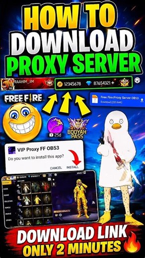HOW TO DOWNLOAD PROXY SERVER IN FREE FIRE, HOW TO USE PROXY SERVER IN FREE FIRE, VIP PROXY SERVER 😱