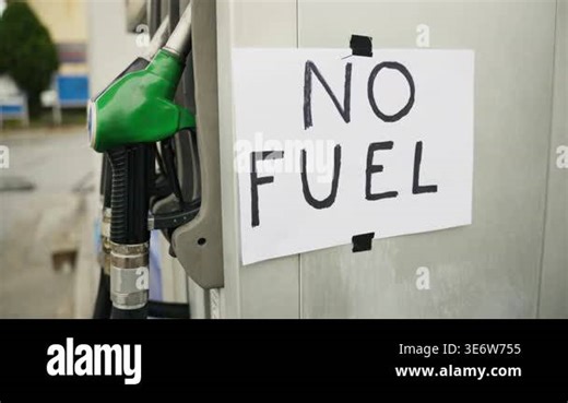 No fuel sign at gas station due to crisis petrol industrial Stock Video Footage - Alamy