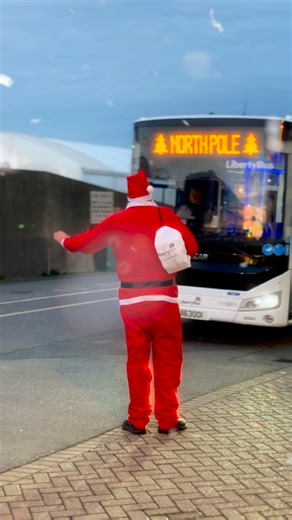 LibertyBus on Instagram: "Santa’s managed to avoid all traffic and parking by catching the North Pole Route 🎅 - Wishing you all a very Merry Christmas 🎄 #libertybus"