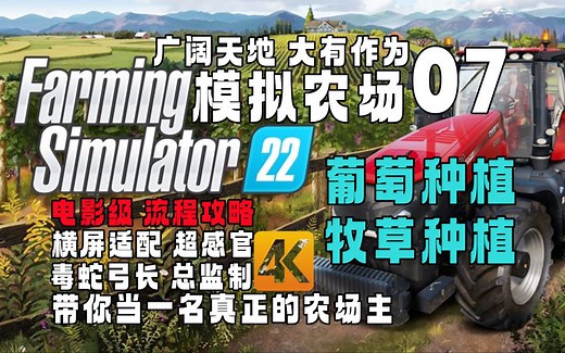 《模拟农场 22》保姆级上手指南-Day 07 葡萄种植 牧草种植【Farming Simulator 22】4KHDR+高清制作+全流程攻略