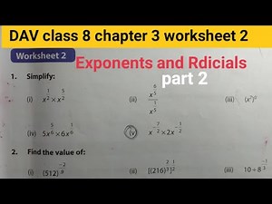 DAV Class 8 chapter 3 worksheet 2 ।। Class 8 chapter 3 worksheet 2 dav public school ।। Exponents