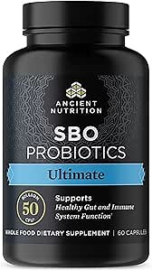 Ancient Nutrition Probiotics, SBO Probiotics Ultimate 50 Billion CFUs*/Serving, Digestive and Immune Support, Gluten Free, Ancient Superfoods Blend, 60 Capsules
