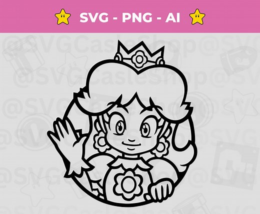 Princess Daisy Outline SVG, Super Mario PNG, Vector Cut File, Silhouette, Cricut, Instant Download - Etsy