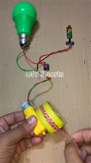 Powering a Traffic Light and LED Bulb With Rope Pulling BO Gear Motor #dcmotor #tech #shorts