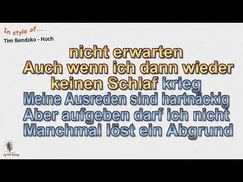 Tim Bendzko - Hoch - Instrumental und Karaoke