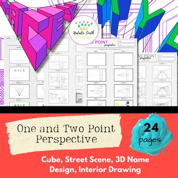 One & Two Point Perspective Cube, 3D Name, Street Scene & Interior Room