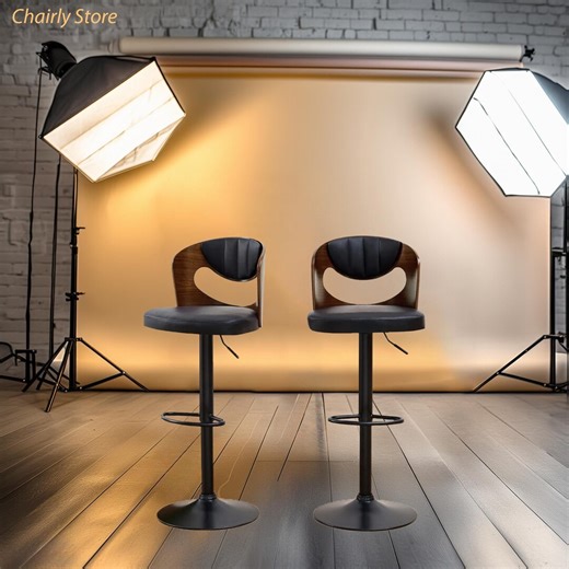 Adjustable Bar Height Stools, Set of 2 Swivel Chairs, PU Leather Counter Height Chairs – Black, White, Rustic Brown, Mid-century Modern - Etsy