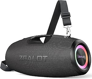 Bluetooth Speaker 120W Portable Wireless Outdoor Speaker with Subwoofer, IP67 Waterproof, EQ, LED Light, BT 5.3, 40H Playtime–ZEALOT S78 Loud Bass, Large for Camping Beach Party Gifts(Black)