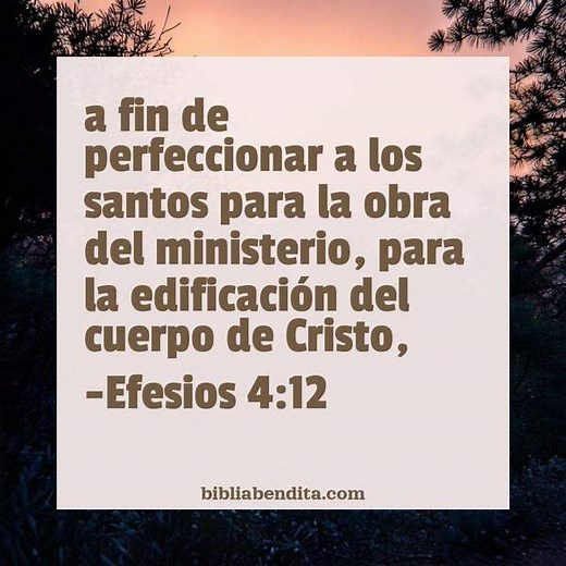 Explicación Efesios 4:12. 'a fin de perfeccionar a los santos para la obra del ministerio, para la edificación del cuerpo de Cristo,' - BibliaBendita