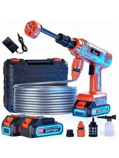 Power Washer High Pressure,Cordless Pressure Washer For Car, Portable Pressure Washer Cordless,Portable Power Washer With 5-In-1 Adjustable Nozzle, Power Cleaner With 196.8inch Hose For Cars/Patios, Festival Gift,2.4 GPM Portable Cordless Power Washer With 5-In-1 Nozzle, Foam Cannon, 21V Battery Handheld Pressure Washer For Home, Car, Yard | SHEIN