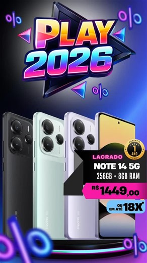 🏆RECIFE IMPORTADOS | XIAOMI IPHONE IPAD on Instagram: "*🚀🔥 PLAY 2026🚀🔥* *✅VÁLIDO APENAS 08/01/2026✅* 📲*XIAOMI* ✅ 1 ANO DE GARANTIA 📲Redmi 15C 128GB 4GB -💰679,00 📲Redmi Note 14 256GB 8GB -💰1.099,00 📲Redmi Note 14 5G 256GB 8GB -💰1.449,00 📲Redmi Note 14 PRO 256GB 8GB -💰1.499,00 📲Redmi Note 14 PRO 5G 256GB 8GB -💰1.699,00 📲*POCOFONE* ✅1 ANO DE GARANTIA 📲POCO C71 64GB 3GB -💰549,00 📲POCO C71 128GB 4GB -💰649,00 📲POCO C85 128GB 6GB -💰699,00 📲POCO C75 256GB 8GB -💰799,00 📲POCO X7