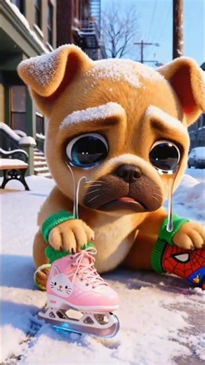 Ice skating dream, clumsy day, pouty Frenchie got emotional