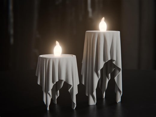 Floating Cloth LED Tealight Holder, Minimalist Sculptural Table Decor - Etsy