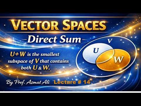 Vector Spaces |Show that U+W is the smallest subspace of V that contains both U & W | Linear Algebra