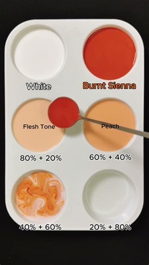 Mixing White and Burnt Sienna Color. #asmr #colormixing #mix #colors #mixing #acrylicpainting