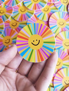 WHOLESALE 50-PACK! Happy Little Rainbow Sun Stickers Waterproof Vinyl Decal 2" Each Smiling Sun Sticker for Phone, Water Bottle, Laptop, Car - Etsy